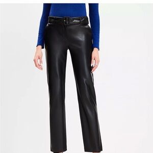 LOFT Black Straight Leg Leather Pants